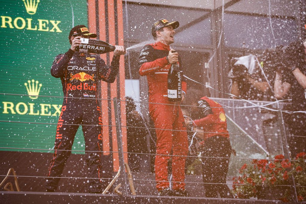 Max Verstappen, Oracle Red Bull Racing, portrait Charles Leclerc, Scuderia Ferrari, portrait during the Formula 1 Grand Prix of Austria at Red Bull Ring circuit from 7th of June to 10th of July, 2022 in Spielberg, Austria. (Photo by Gongora/NurPhoto via Getty Images)