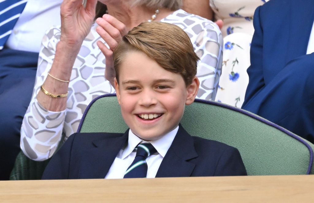 LONDON, ENGLAND - JULY 10: Prince George of Cambridge attends the Men's Singles Final at All England Lawn Tennis and Croquet Club on July 10, 2022 in London, England. (Photo by Karwai Tang/WireImage)