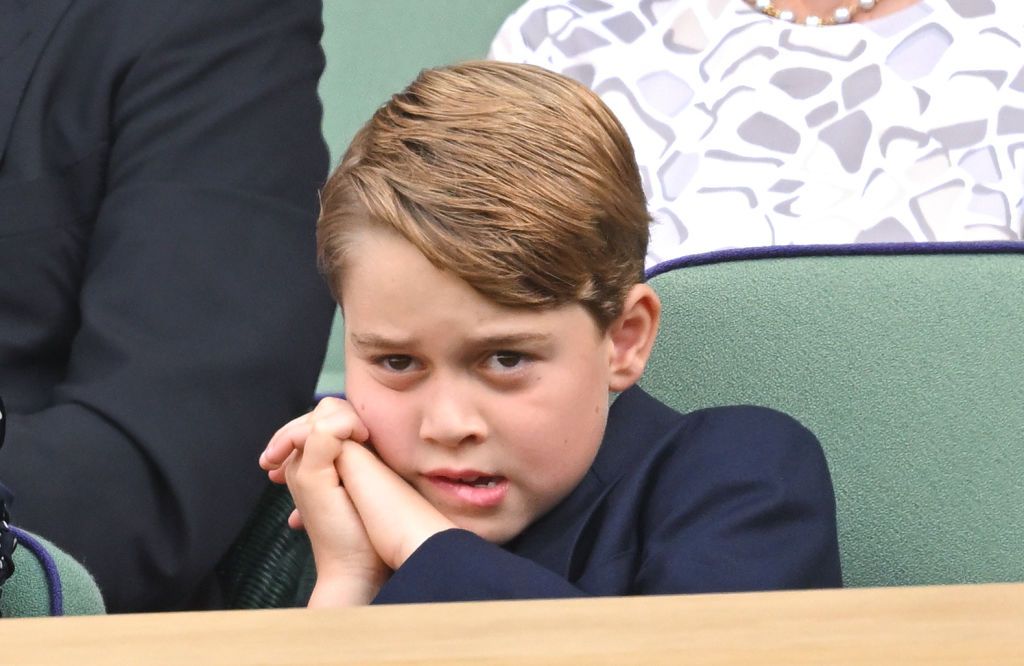 LONDON, ENGLAND - JULY 10: Prince George of Cambridge attends the Men's Singles Final at All England Lawn Tennis and Croquet Club on July 10, 2022 in London, England. (Photo by Karwai Tang/WireImage)