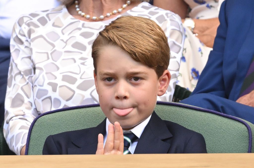 LONDON, ENGLAND - JULY 10: Prince George of Cambridge attends the Men's Singles Final at All England Lawn Tennis and Croquet Club on July 10, 2022 in London, England. (Photo by Karwai Tang/WireImage)