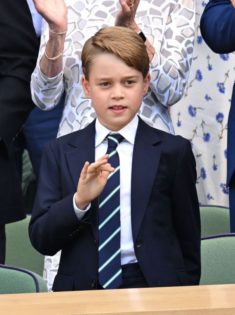LONDON, ENGLAND - JULY 10: Prince George of Cambridge attends the Men's Singles Final at All England Lawn Tennis and Croquet Club on July 10, 2022 in London, England. (Photo by Karwai Tang/WireImage)