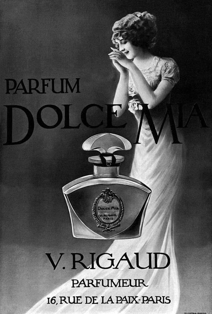 UNSPECIFIED - DECEMBER 01: Advertisement for Dolce Mia perfume by Rigaud perfumer 1913 (Photo by Apic/Getty Images)