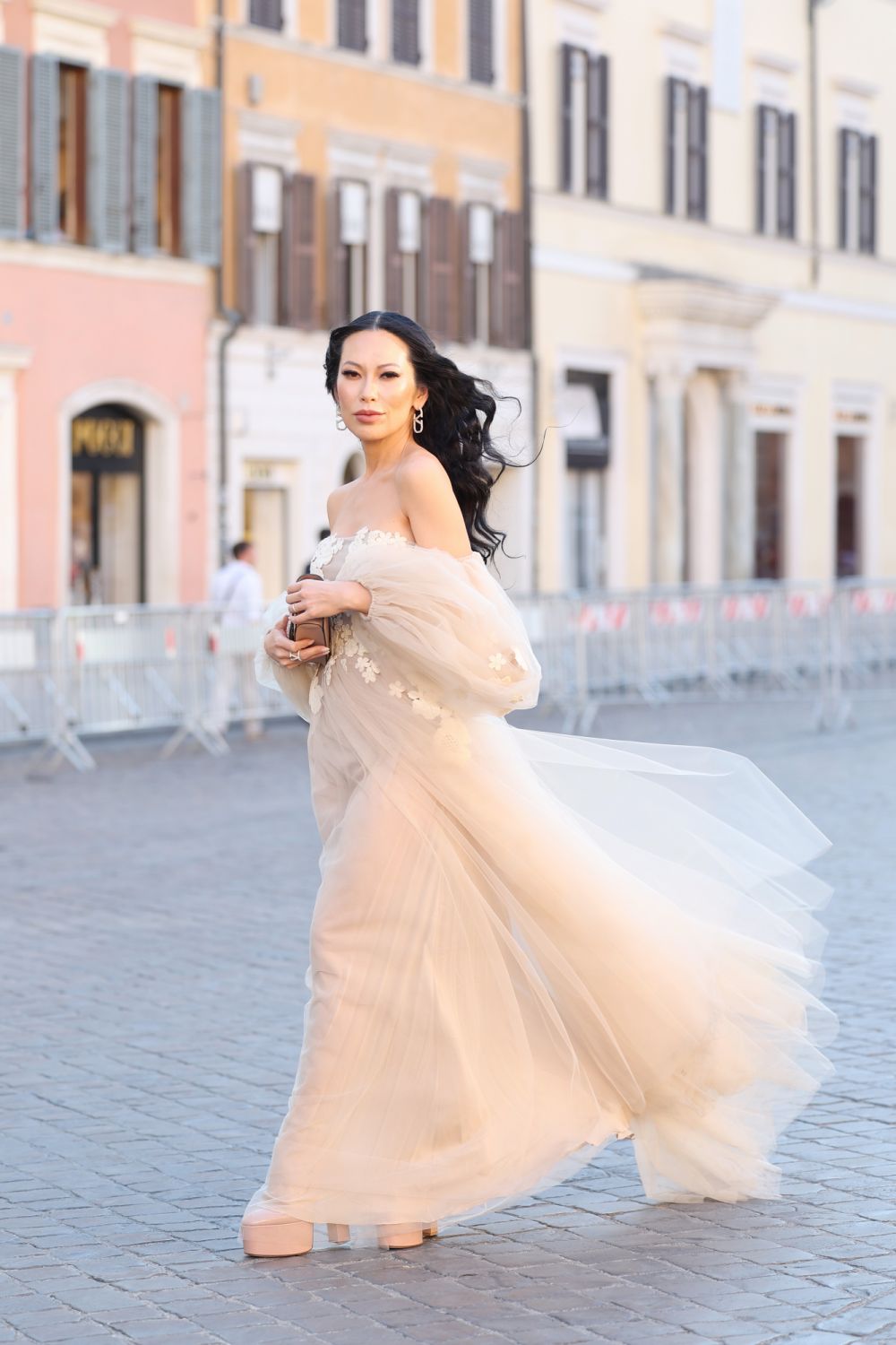 ROME, ITALY - JULY 08: Christine Chiu is seen arriving at the Valentino Haute Couture Fall/Winter 22/23 fashion show on July 08, 2022 in Rome, Italy. (Photo by Jacopo Raule/Getty Images)