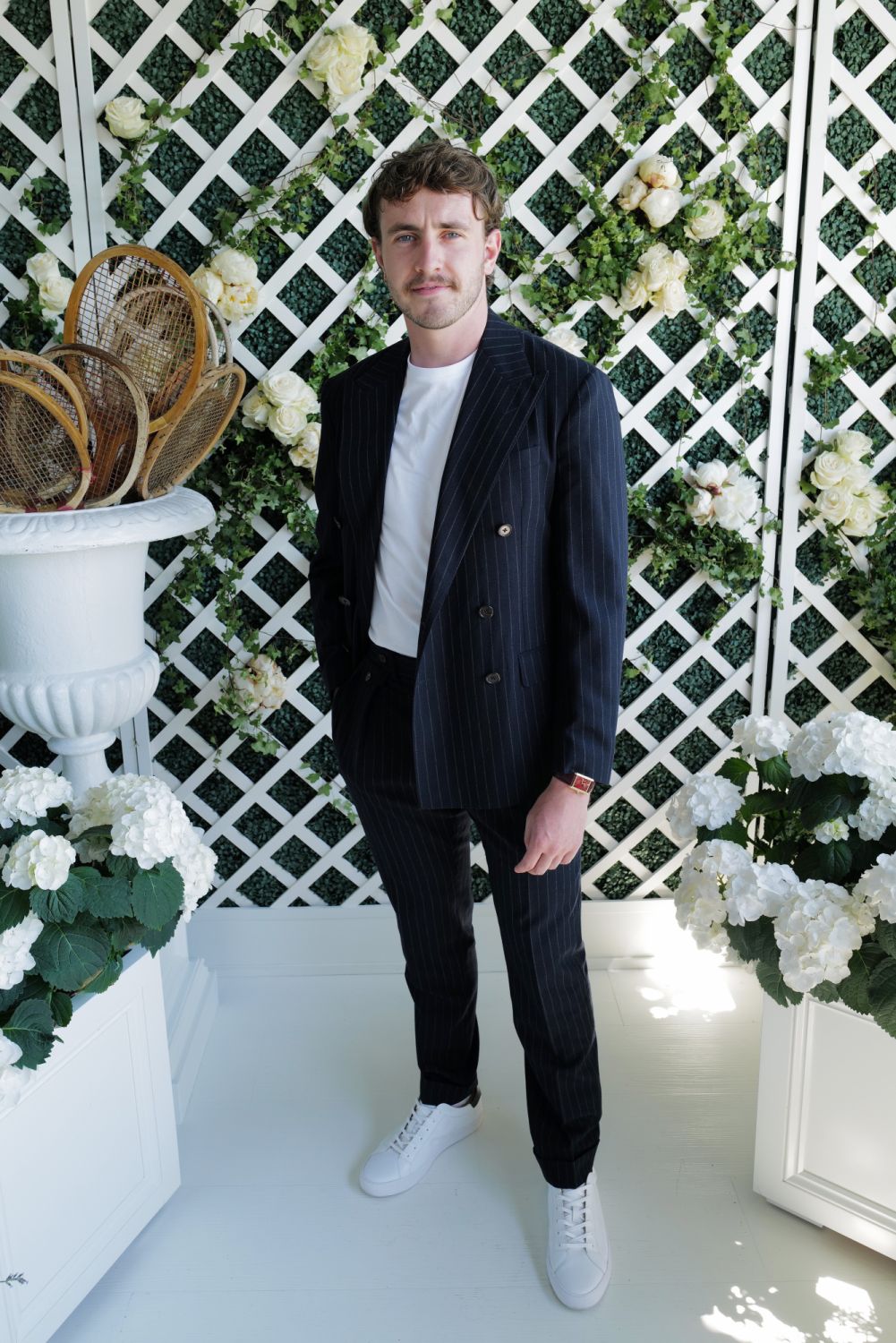 LONDON, ENGLAND - JULY 10: Paul Mescal, wearing Ralph Lauren, attends the Ralph Lauren Suite during The Championships, Wimbledon 2022 at All England Lawn Tennis and Croquet Club on July 10, 2022 in London, England. (Photo by Darren Gerrish/WireImage for Ralph Lauren)