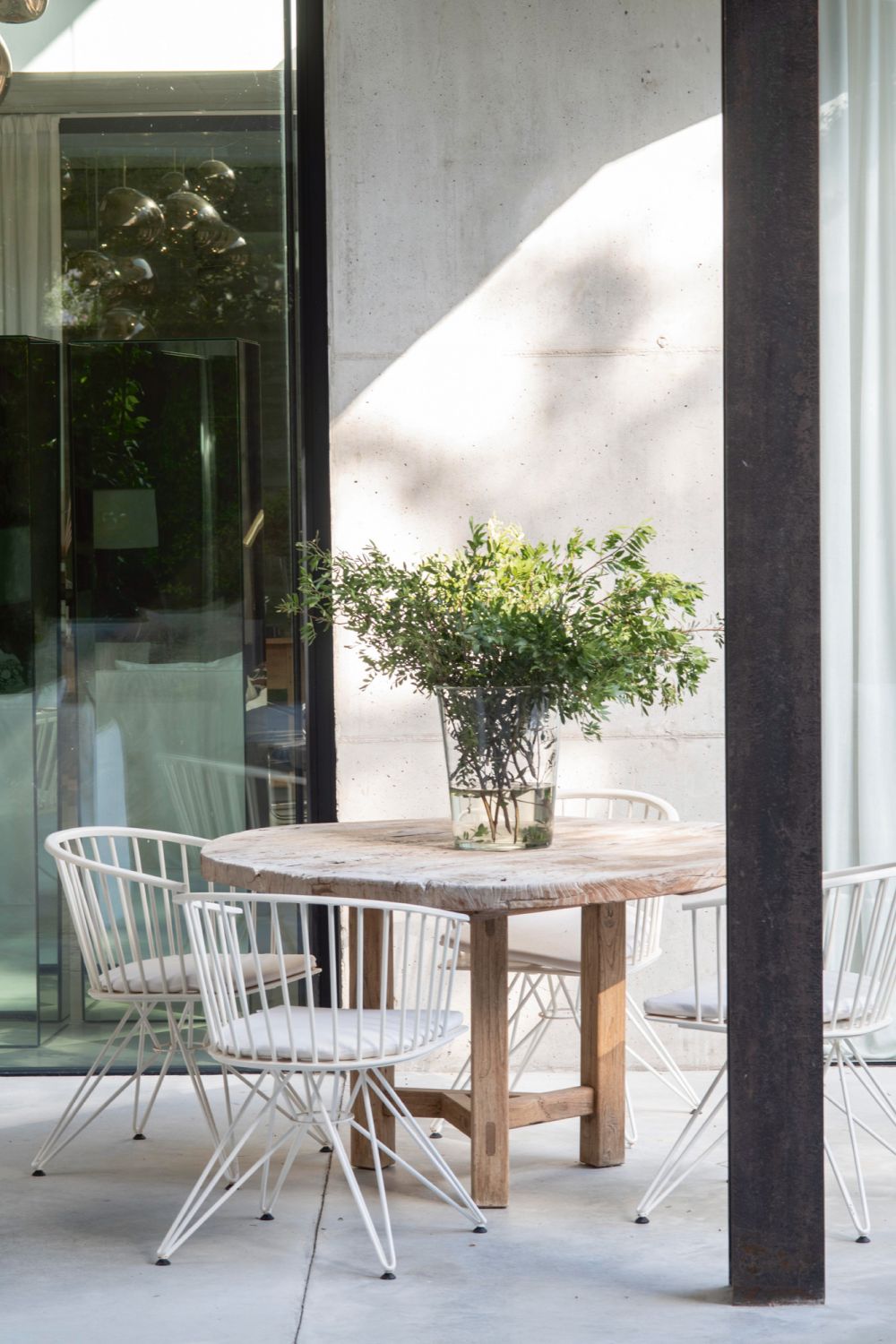 The water feature adds to the tranquil mood outdoors