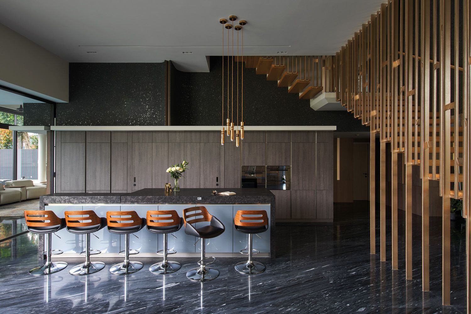For the West Coast House, Meta Architecture used Dryvit to create subtly shimmering cladding in the kitchen (Image: Jasper Yu)