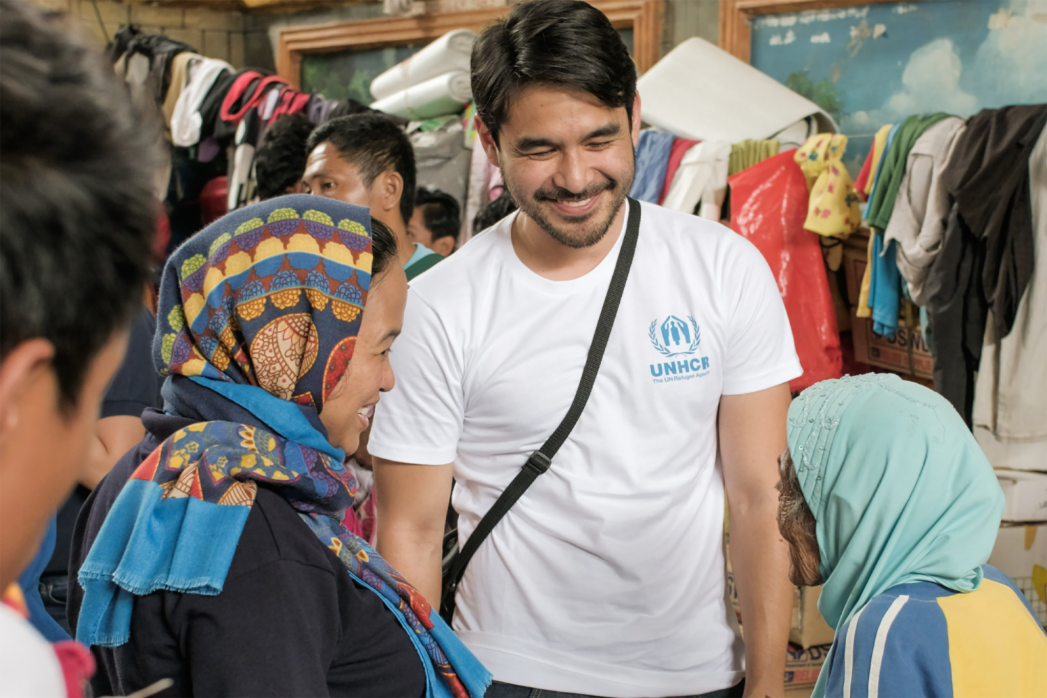 JULY 23, 2017 ILIGAN, LANAO DEL NORTE - Broadcast journalist and UNHCR supporter Atom Araullo visits several evacuation centers in Lanao del Norte as part of a exposure program. Hundreds of other Internally Displaced Persons (IDPs) have fled to due to the intense fighting in their hometown in Marawi City. Over 90,000 families are estimated to be staying in several evacuation centers and temporary shelters in Iligan City that has been yearning to return to their home as conditions inside the centers are cram