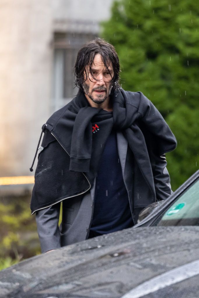 BERLIN, GERMANY - AUGUST 05: Keanu Reeves is seen leaving his hotel to go to the set of "John Wick: Chapter 4" on August 5, 2021 in Berlin, Germany. (Photo by Poshine/GC Images)