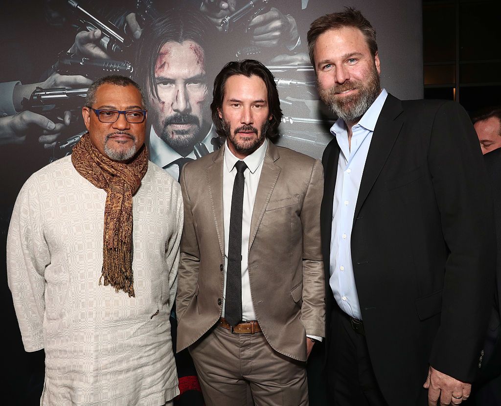 HOLLYWOOD, CA - JANUARY 30: Laurence Fishburne, Keanu Reeves and Producer Basil Iwanyk attend the Premiere Of Summit Entertainment's "John Wick: Chapter Two at ArcLight Hollywood on January 30, 2017 in Hollywood, California. (Photo by Todd Williamson/Getty Images)