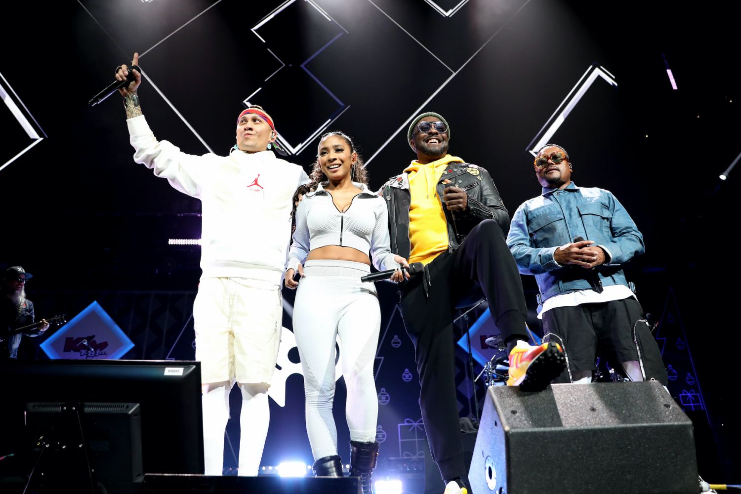 BOSTON, MASSACHUSETTS - DECEMBER 12: Taboo, J. Rey Soul, will.i.am and apl.de.ap of the Black Eyed Peas perform onstage during iHeartRadio KISS 108's Jingle Ball 2021 Presented by Capital One at TD Garden on December 12, 2021 in Boston, Massachusetts. (Photo by Scott Eisen/Getty Images for iHeartRadio)