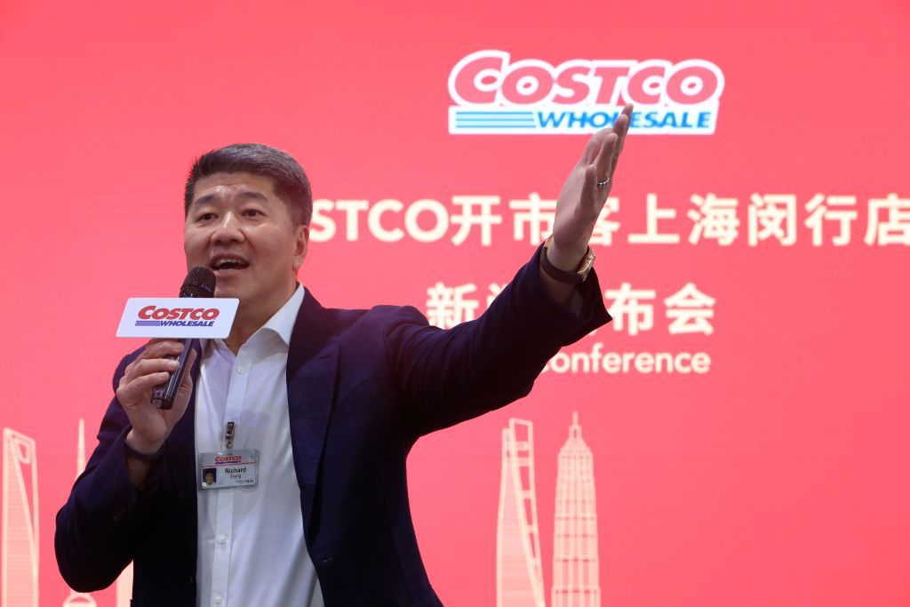 SHANGHAI, CHINA - AUGUST 20: Costco's Asia-Pacific head Richard Chang speaks during a news conference at a Costco store on August 20, 2019 in Shanghai, China. Costco Wholesale Corp. will open its first store in mainland China on August 27. (Photo by Yin Liqin/China News Service/VCG via Getty Images)