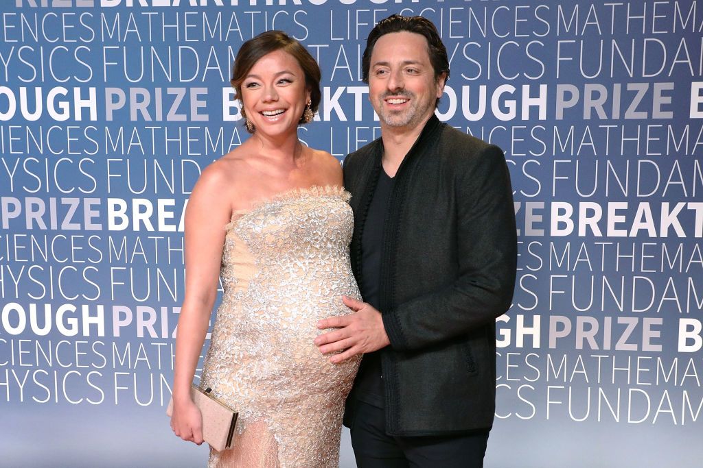 MOUNTAIN VIEW, CA - NOVEMBER 04: Nicole Shanahan and Sergey Brin attend the 7th Annual Breakthrough Prize Ceremony at NASA Ames Research Center on November 4, 2018 in Mountain View, California. (Photo by Taylor Hill/Getty Images)