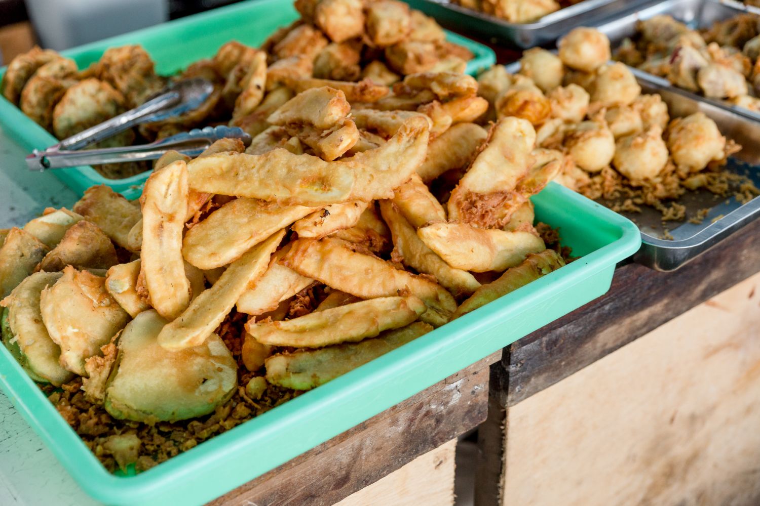 Pisang Goreng is fried banana. This is freshly fried at the local Kuta food market in Indonesia. Often eaten for breakfast or as a snack.