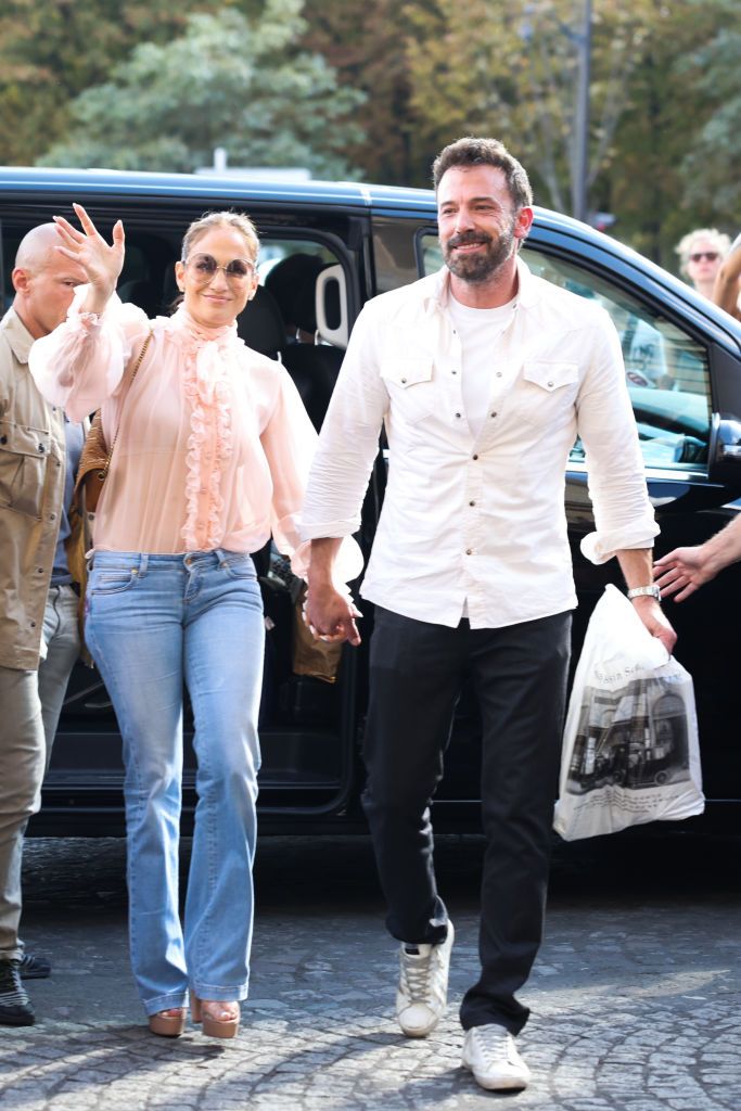 PARIS, FRANCE - JULY 25: Jennifer Lopez and Ben Affleck arrive at their Hotel on July 25, 2022 in Paris, France. (Photo by Pierre Suu/GC Images)