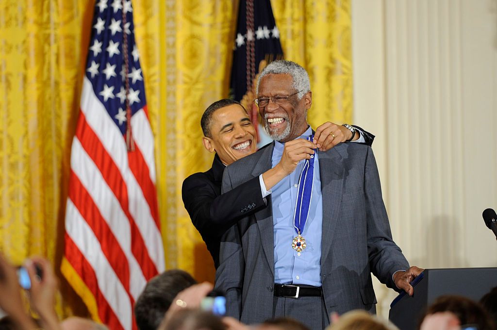 2/15/11-The White House- Washington DC President Barack Obama presents the Presidential Medal of Freedom to basketball star William Russell. .photo: Christy Bowe - ImageCatcher News (Photo by ImageCatcher News Service/Corbis via Getty Images)