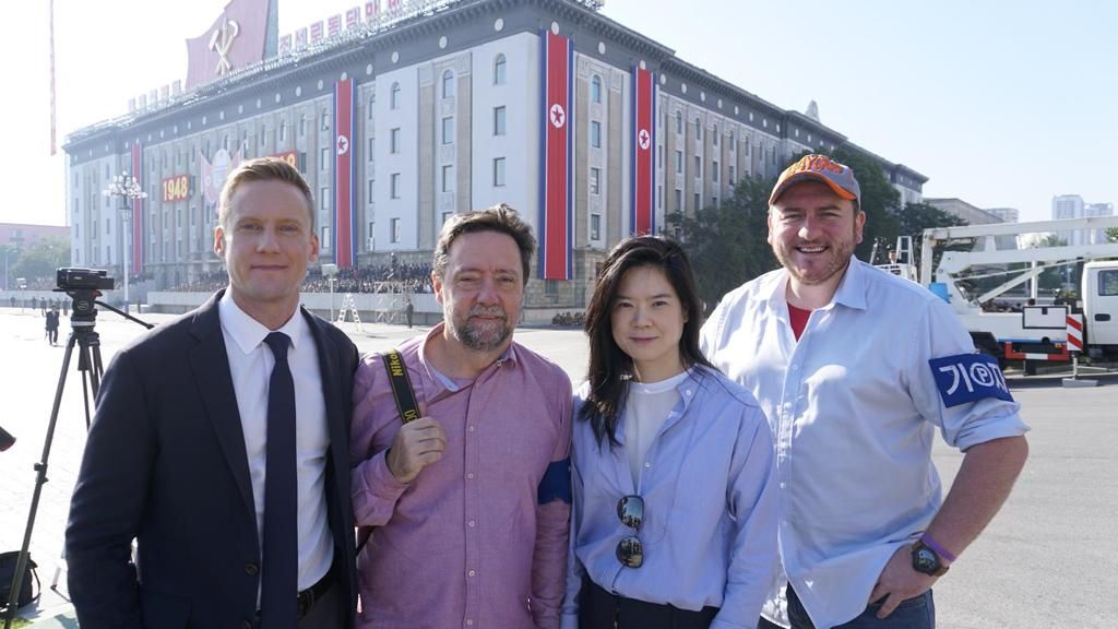 CNN senior international correspondent Will Ripley, CNN Beijing bureau chief Tim Schwarz, Lee, and CNN photojournalist Justin Robertson in Pyongyang