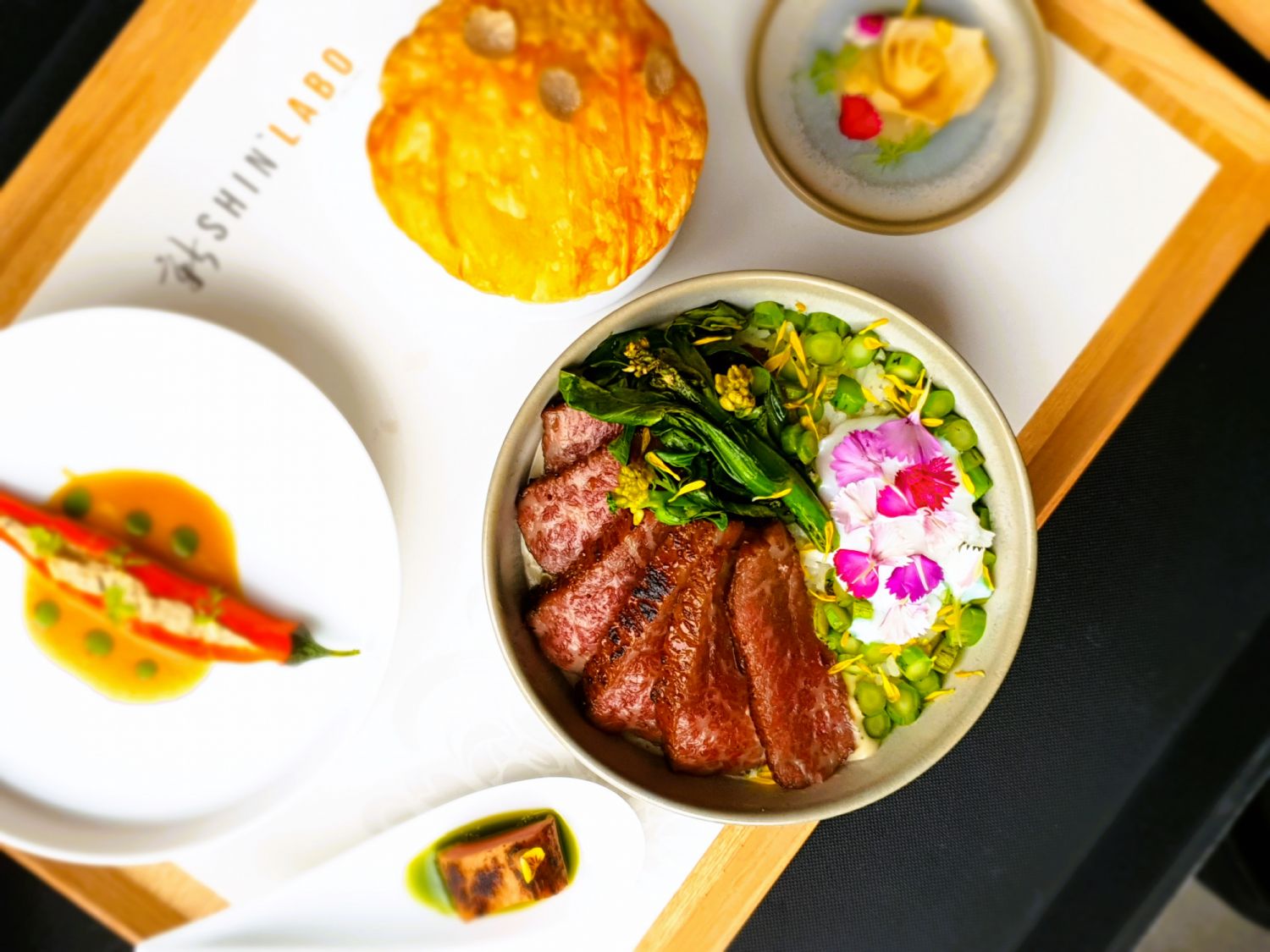 The Kikuyu lunch set with A5 Omi Hime Wagyu (Photo: Shin'Labo)