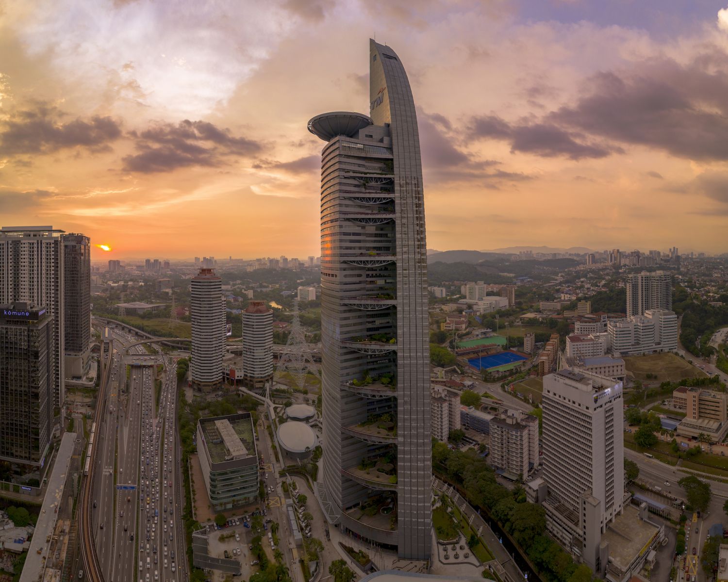 Taken by a drone to capture this beautiful blue hour from Malaysia.