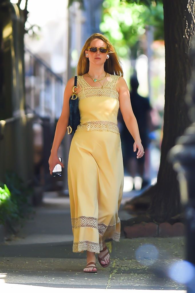 NEW YORK, NEW YORK - JULY 27: Jennifer Lawrence is seen out and about in Manhattan on July 27, 2022 in New York City. (Photo by Robert Kamau/GC Images)