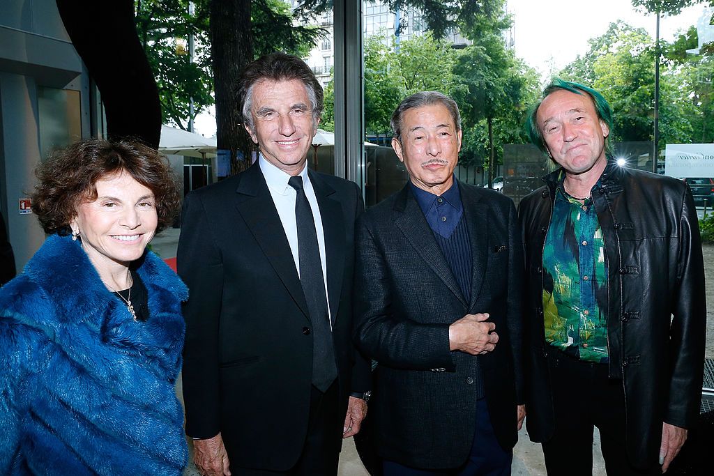 PARIS, FRANCE - MAY 08: (L-R) Jack Lang and his wife Monique Lang, contemporary artists Issey Miyake and botanist Patrick Blanc attend the 'Fondation Cartier pour l'art contemporain' celebrates its 30th anniversary on May 8, 2014 in Paris, France. (Photo by Bertrand Rindoff Petroff/Getty Images)