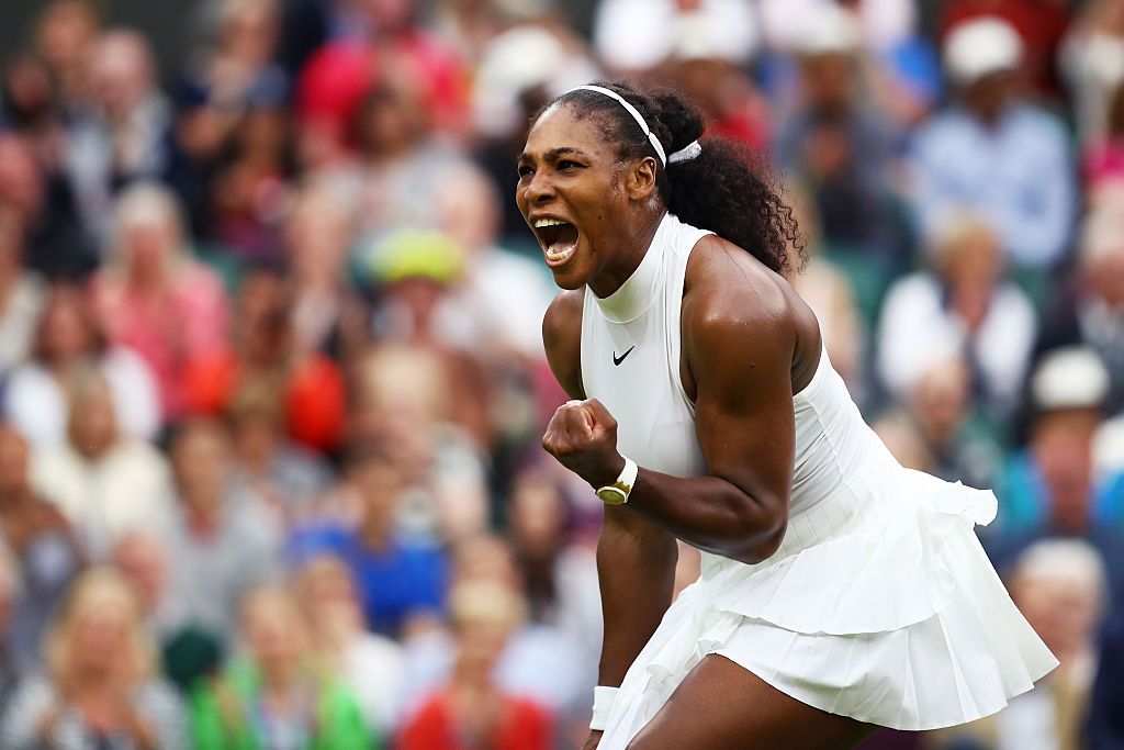 LONDON, ENGLAND - JULY 01:  Serena Williams of The United States celebrates victory during the Ladies Singles second round match against  Christina McHale of the United States on day five of the Wimbledon Lawn Tennis Championships at the All England Lawn Tennis and Croquet Club on July 1, 2016 in London, England.  (Photo by Clive Brunskill/Getty Images)