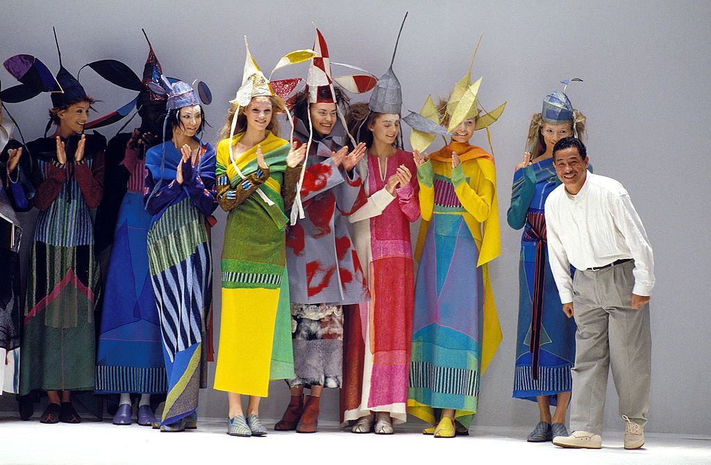 FRANCE - MARCH 11: Fashion, Ready to wear, Fall -Winter 97 -98 In Paris, France On March 11, 1997 - Issey Miyake. (Photo by Daniel SIMON/Gamma-Rapho via Getty Images)