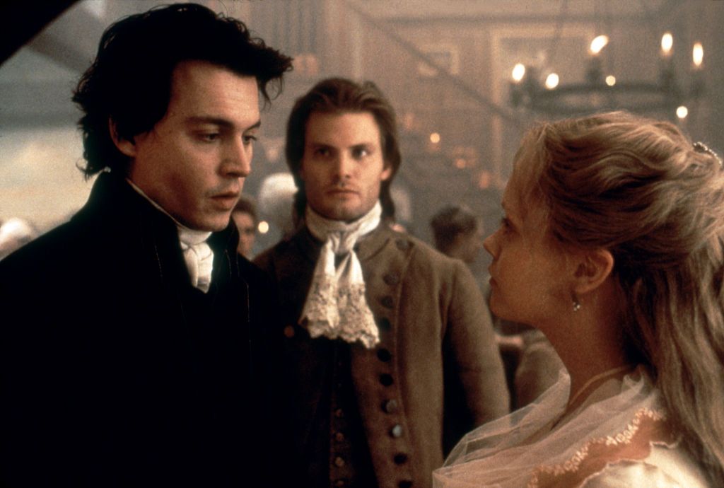 American actors Johnny Depp, Casper Van Dien and Christina Ricci on the set of Sleepy Hollow, based on the story by Washington Irving and directed by Tim Burton. (Photo by Paramount Pictures/Corbis via Getty Images)
