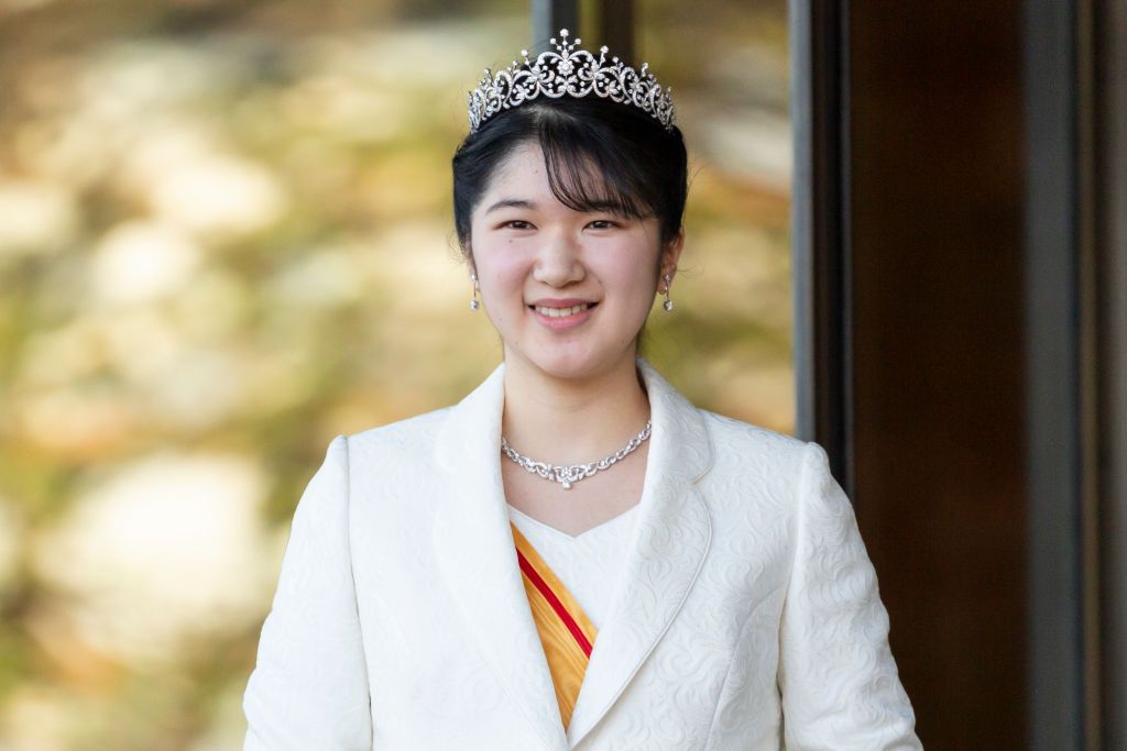 TOKYO, JAPAN - DECEMBER 05: Princess Aiko greets the press on the occasion of her coming-of-age at the Imperial Palace on December 05, 2021 in Tokyo, Japan. The only daughter of Emperor Naruhito and Empress Masako marked her 20th birthday on December 1, 2021. (Photo by Yuichi Yamazaki/Getty Images)