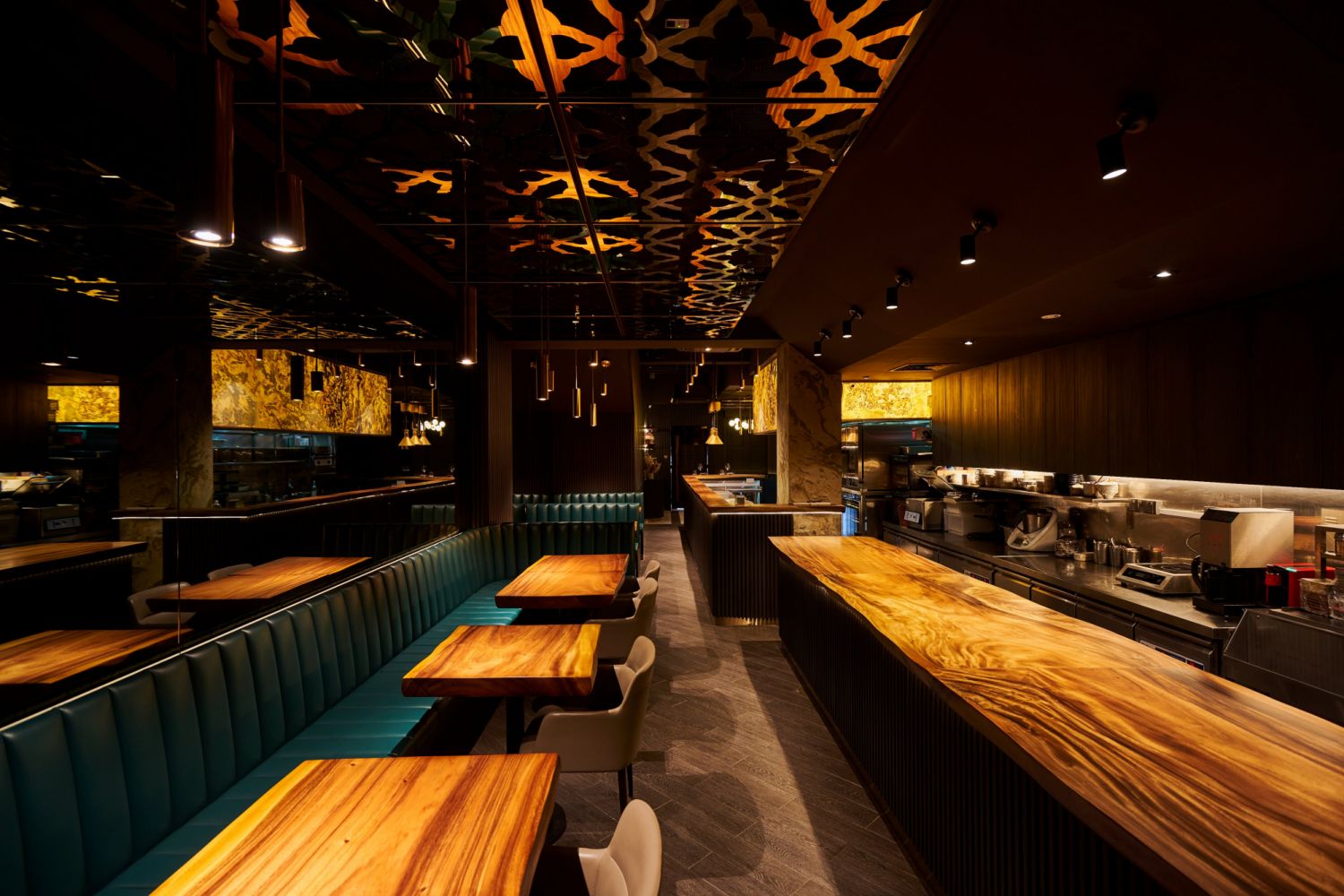 The warmly-lit dining room makes for a classy and elegant dining experience