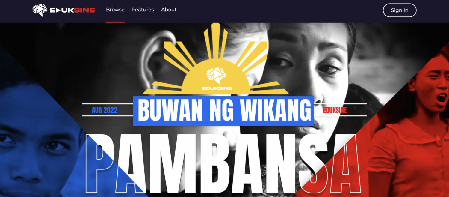 A screenshot of the homepage of the EdukSine website