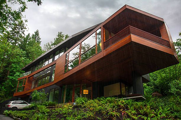 Portland, Oregon, USA - May 22, 2013: The house used as a residence for the vampire family "Cullens" in Twilight Saga in rainy weather, much like in the movie.