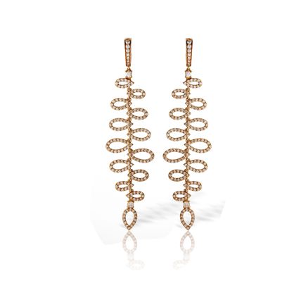 Gemayel long earrings in 18k rose gold and diamonds