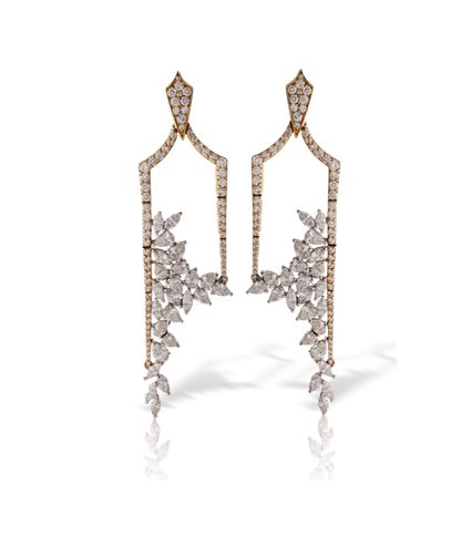 Gemayal long earrings in 18k rose and white gold with
