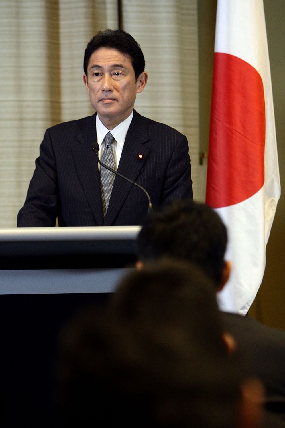 SYDNEY, AUSTRALIA - JANUARY 13: Japanese Foreign Minister Fumio Kushida attends a press conference during bilateral meetings with Australian Foreign Minister Bob Carr at the Intercontinental Hotel on January 13, 2013 in Sydney, Australia. This is the first overseas assignment for Japanese Foreign Minister Fumio Kushida who will also meet with Australian Trade Minister Craig Emerson during his one day visit to the country. (Photo by Lisa Maree Williams/Getty Images)