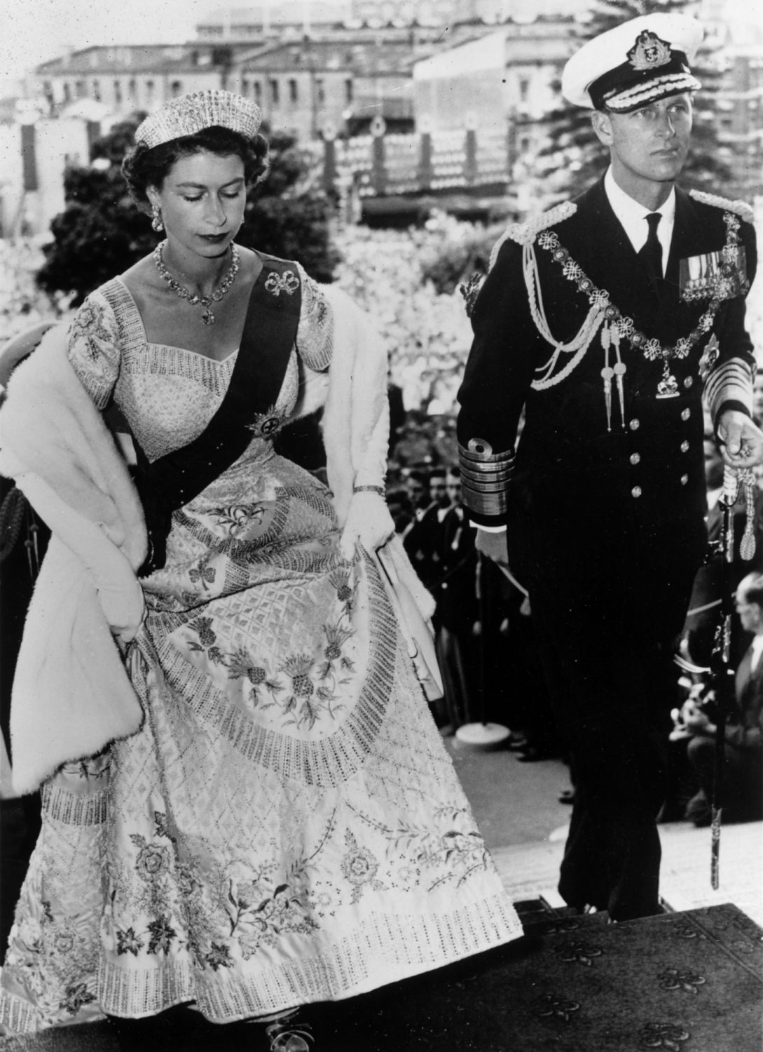 Queen Elizabeth II, wearing her Coronation dress (Photo: Central Press/Getty Images)