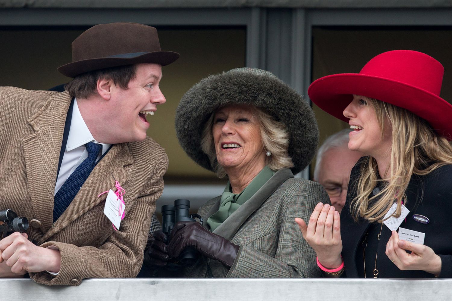 Camilla watches a race with her son Tom Parker Bowles and daughter Laura Lopes. (Photo: Getty Images)