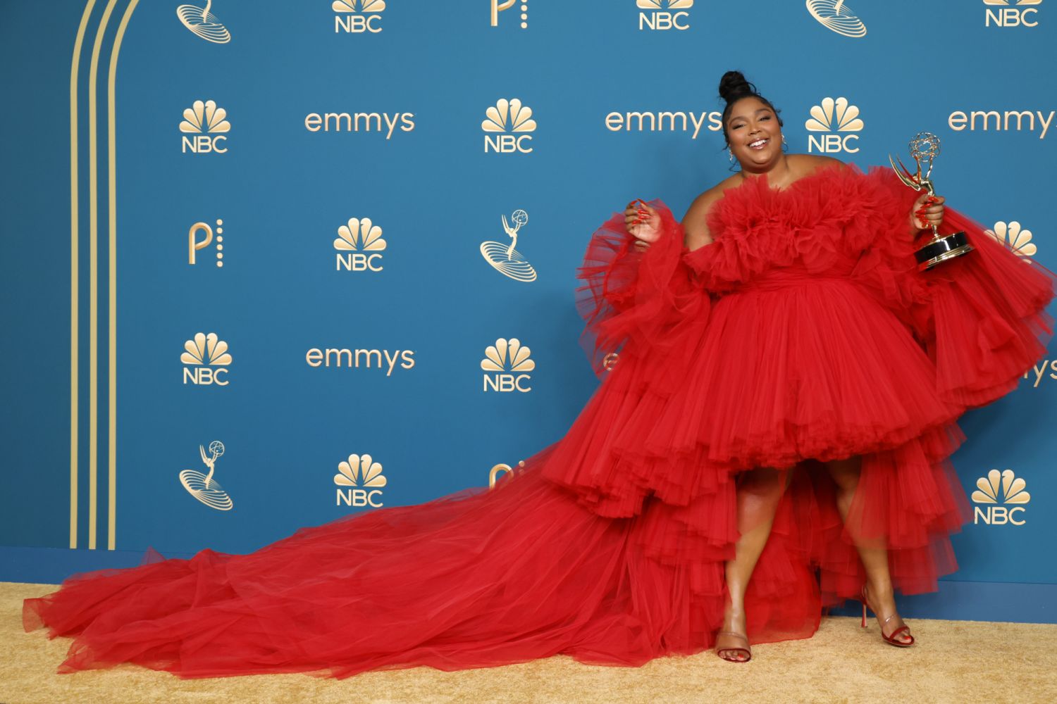Lizzo, winner of the Outstanding Competition Programme for 'Lizzo's Watch Out for the Big Grrrls' poses in the press room during the 74th Primetime Emmys at Microsoft Theater on September 12, 2022 in Los Angeles, California. (Photo by Frazer Harrison/Getty Images)