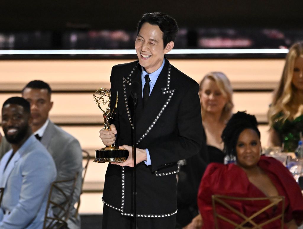 Lee Jung-jae accepts the award for Outstanding Lead Actor in a Drama Series at the 74th Primetime Emmy Awards held at Microsoft Theater on September 12, 2022 in Los Angeles, California. (Photo by Michael Buckner/Variety via Getty Images)