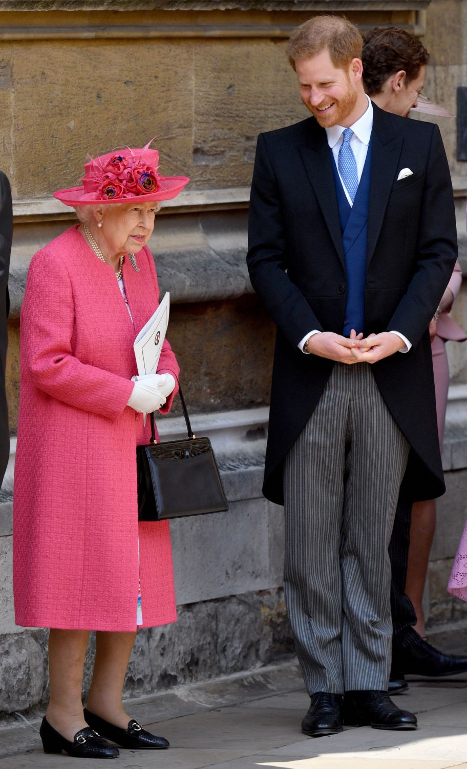 WINDSOR, UNITED KINGDOM - MAY 18: (EMBARGOED FOR PUBLICATION IN UK NEWSPAPERS UNTIL 24 HOURS AFTER CREATE DATE AND TIME) Queen Elizabeth II and Prince Harry, Duke of Sussex attend the wedding of Lady Gabriella Windsor and Thomas Kingston at St George's Chapel on May 18, 2019 in Windsor, England. (Photo by Pool/Max Mumby/Getty Images)
