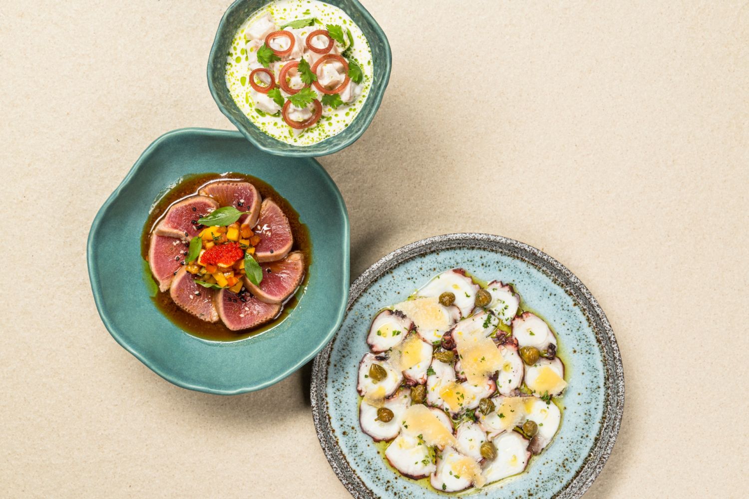 Sea.food by Chele ceviche, tuna tataki & octopus carpaccio