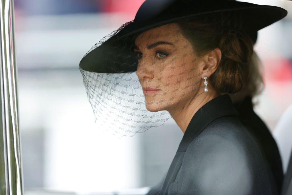 Kate Middleton, Princess of Wales is driven down The Mall after the funeral for HM Queen Elizabeth II's funeral (Photo: Tom Jenkins—WPA Pool/Getty Images)
