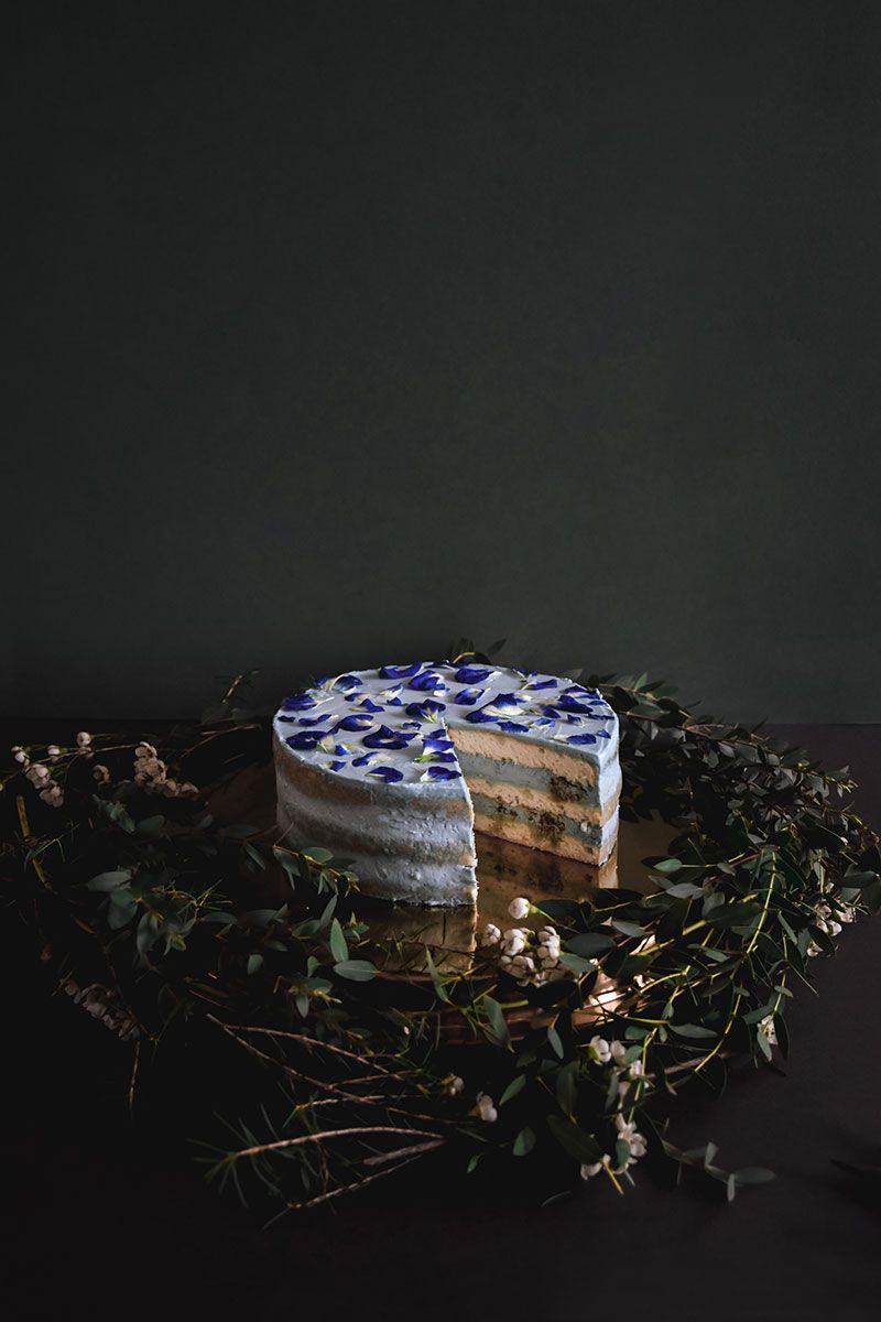 Coconut pea flower shortcake