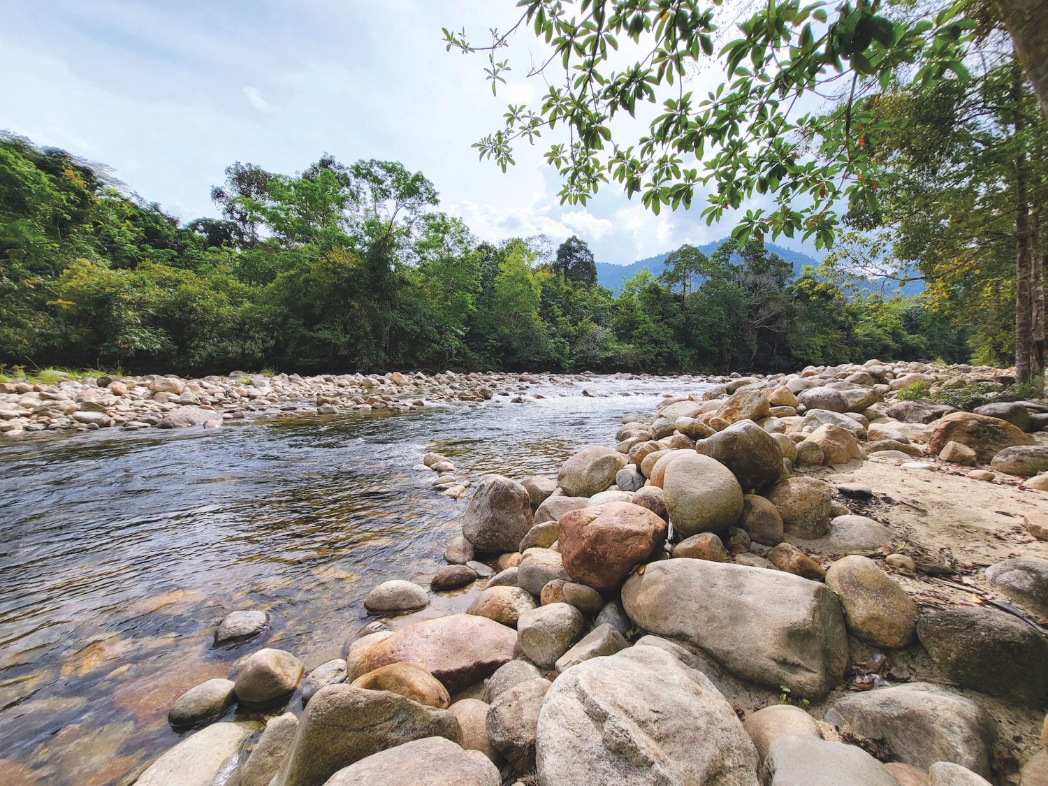 Refreshing river stream in Sungai Kenerong, Dabong, Kelantan, Malaysia.