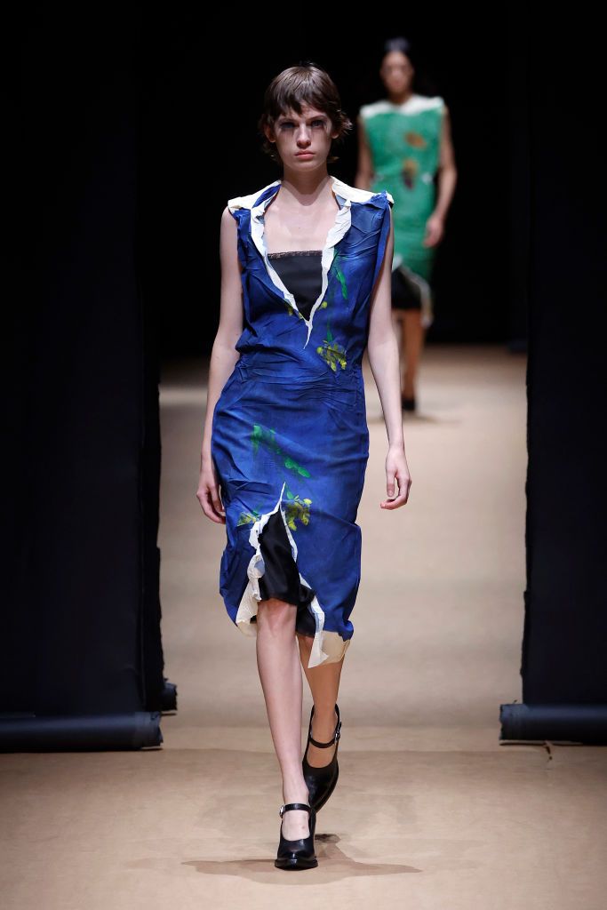 A model walks the runway of the Prada Fashion Show during the Milan Fashion Week Womenswear Spring/Summer 2023 on September 22, 2022 in Milan, Italy. (Photo by Estrop/Getty Images)