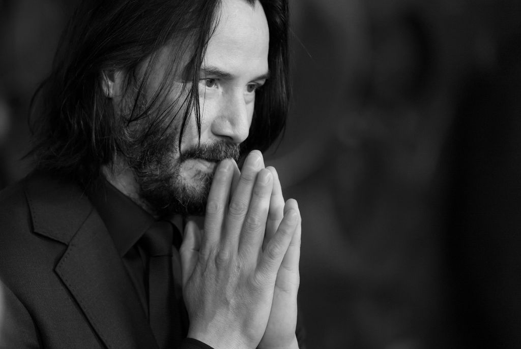 LONDON, ENGLAND - MAY 03: (EDITORS NOTE: Image has been converted to black and white.) Keanu Reeves attends the "John Wick: Chapter 3" special screening at The Ham Yard Hotel on May 03, 2019 in London, England. (Photo by Karwai Tang/WireImage)