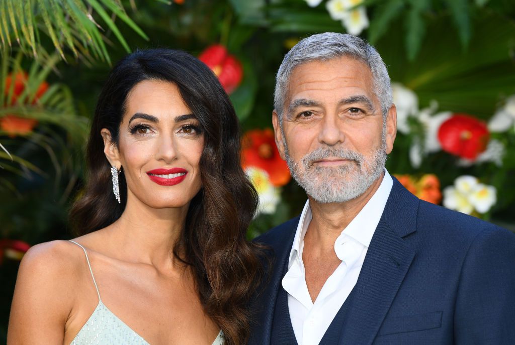 LONDON, ENGLAND - SEPTEMBER 07: George and Amal Clooney attend the "Ticket To Paradise" World Film Premiere at Odeon Luxe Leicester Square on September 07, 2022 in London, England. (Photo by Joe Maher/Getty Images)