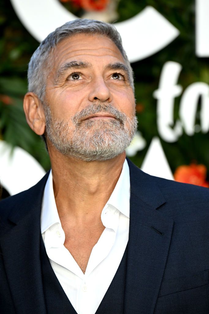 LONDON, ENGLAND - SEPTEMBER 07: George Clooney attends the World Premiere of "Ticket to Paradise" at Odeon Luxe Leicester Square on September 07, 2022 in London, England. (Photo by Jeff Spicer/Getty Images for Universal)