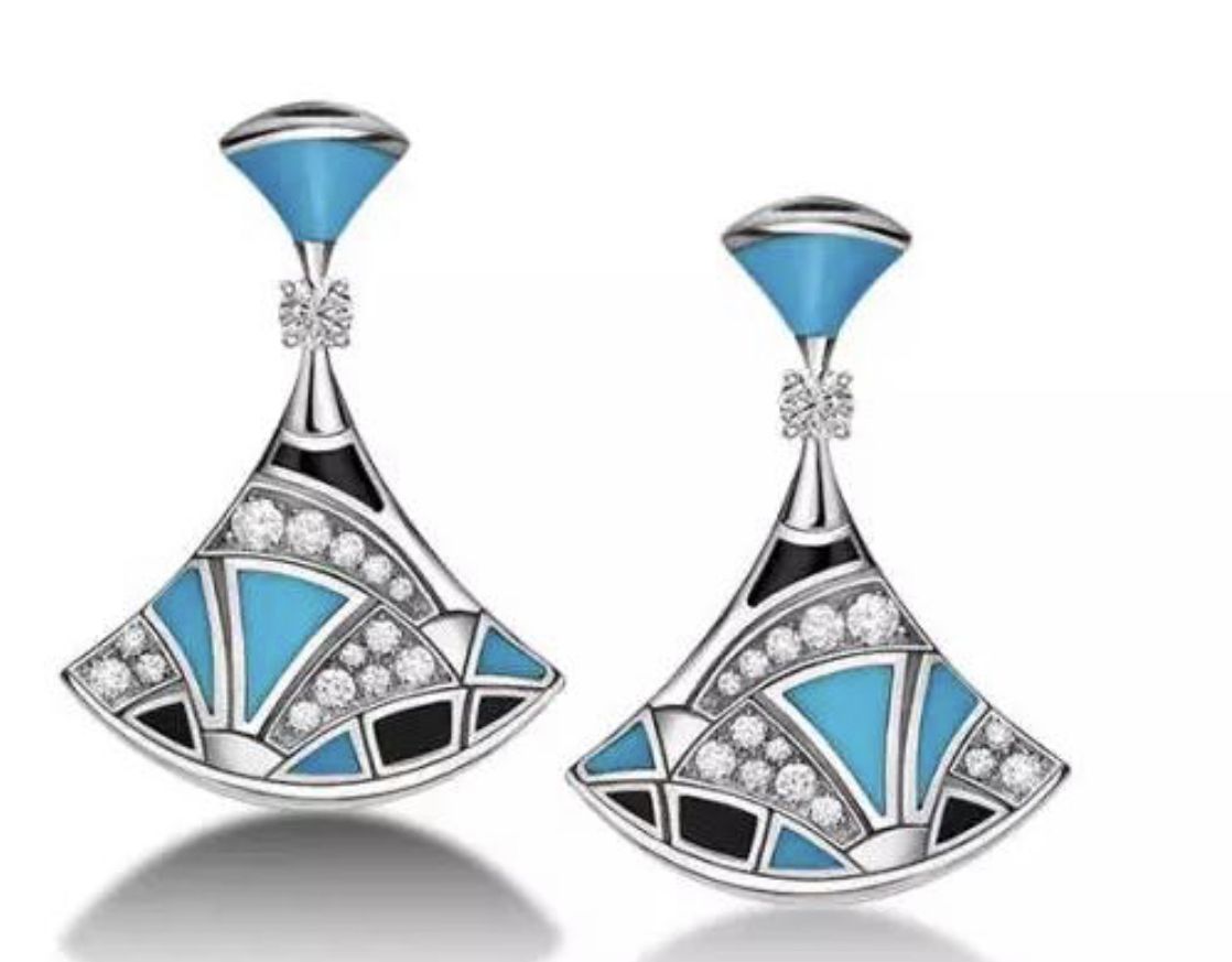 Bvlgari 綠松石鑲鑽耳環