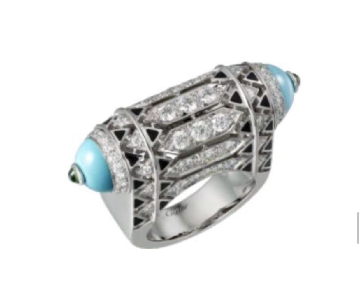 Cartier 綠松石鑲鑽戒指