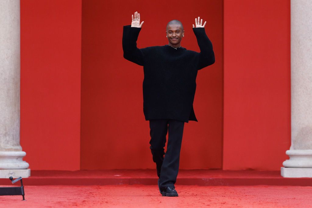 MILAN, ITALY - SEPTEMBER 24: Fashion designer Maximilian Davis walks the runway of the Salvatore Ferragamo Fashion Show during the Milan Fashion Week Womenswear Spring/Summer 2023 on September 24, 2022 in Milan, Italy. (Photo by Justin Shin/Getty Images)